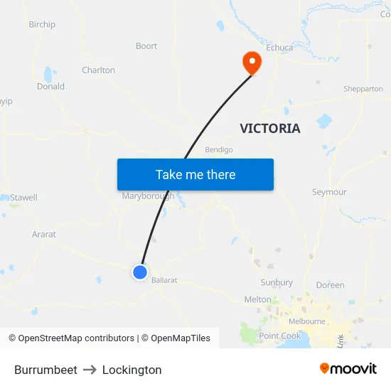 Burrumbeet to Lockington map