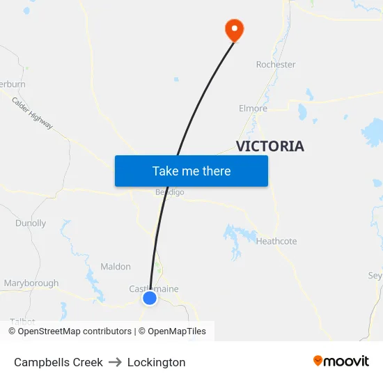 Campbells Creek to Lockington map