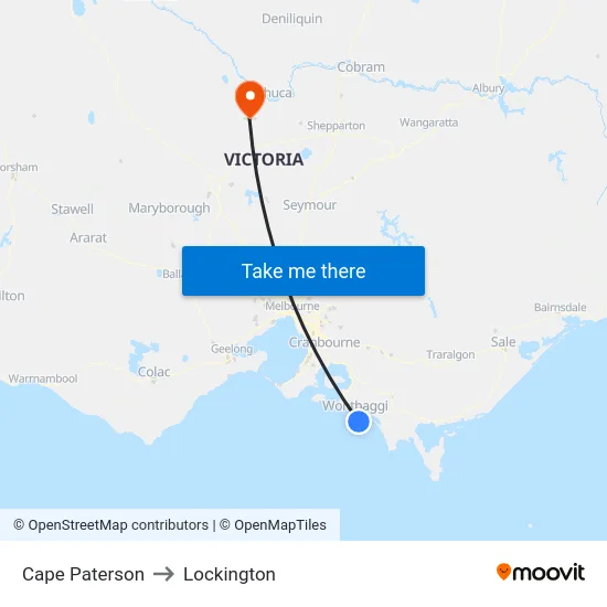 Cape Paterson to Lockington map