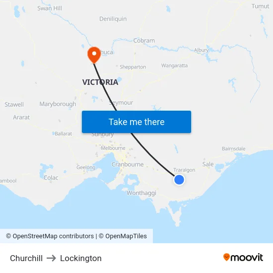 Churchill to Lockington map