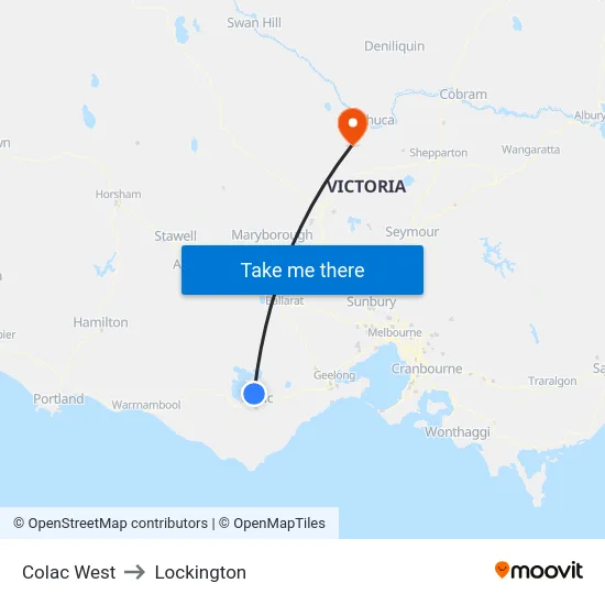 Colac West to Lockington map
