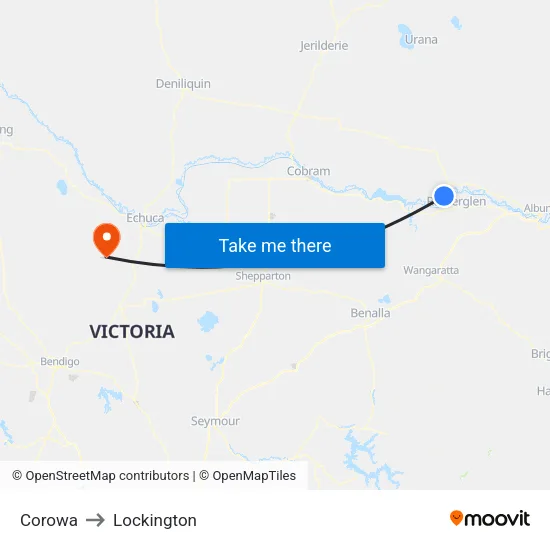 Corowa to Lockington map