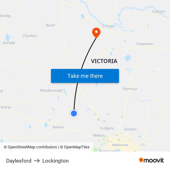 Daylesford to Lockington map