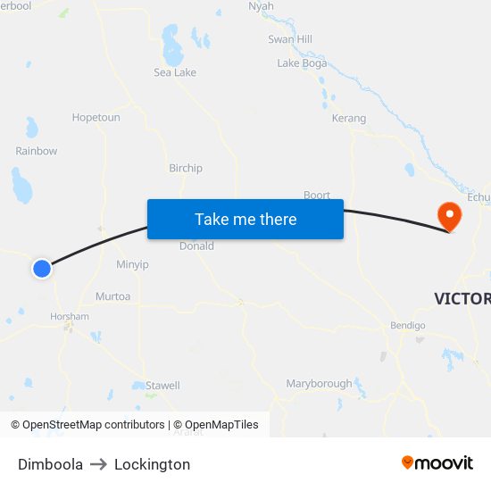 Dimboola to Lockington map