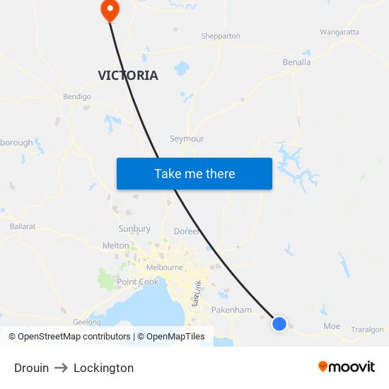 Drouin to Lockington map