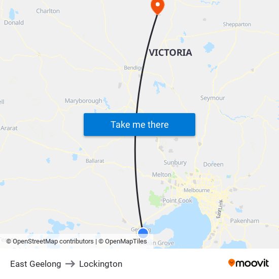 East Geelong to Lockington map