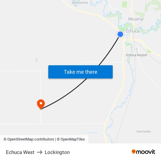 Echuca West to Lockington map