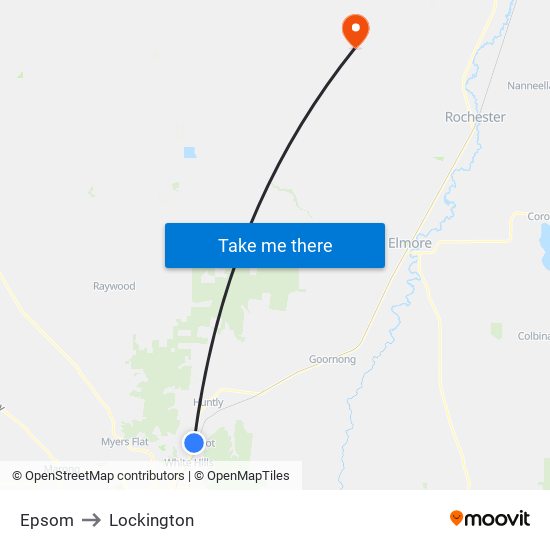 Epsom to Lockington map