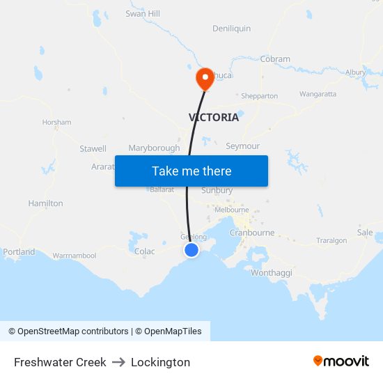 Freshwater Creek to Lockington map