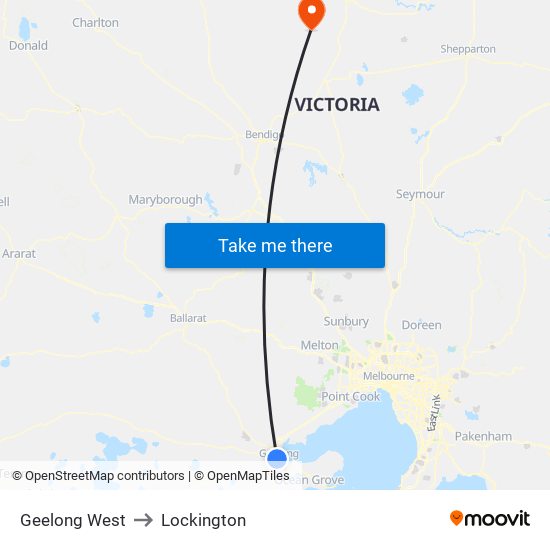 Geelong West to Lockington map