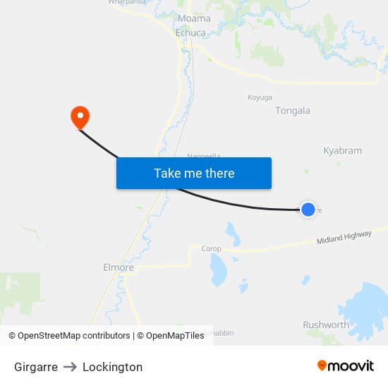 Girgarre to Lockington map