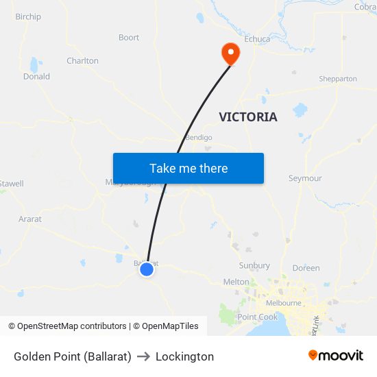 Golden Point (Ballarat) to Lockington map