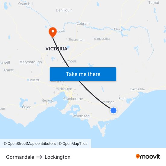 Gormandale to Lockington map