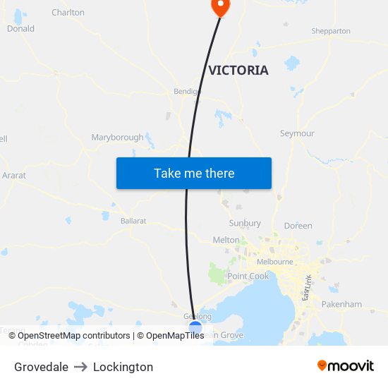 Grovedale to Lockington map