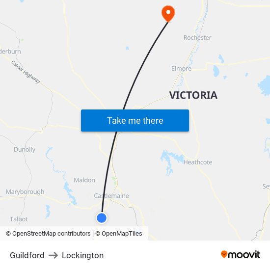 Guildford to Lockington map