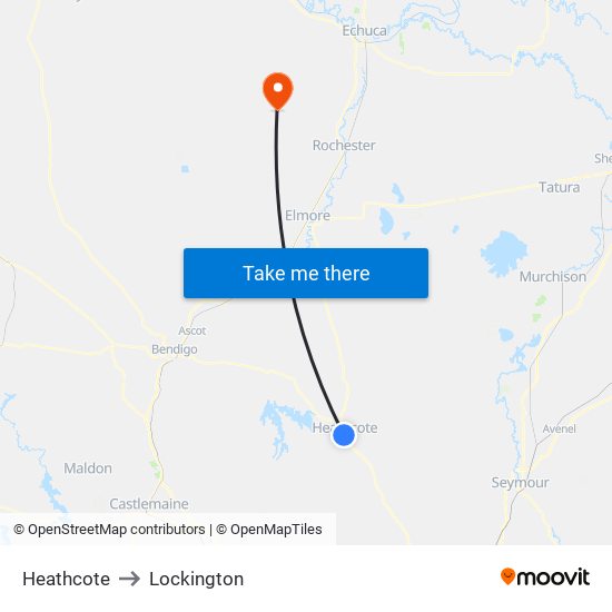 Heathcote to Lockington map