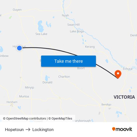 Hopetoun to Lockington map