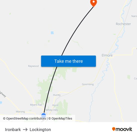 Ironbark to Lockington map