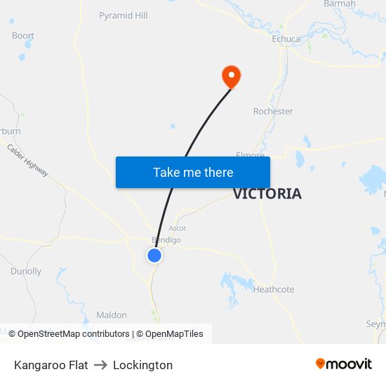 Kangaroo Flat to Lockington map