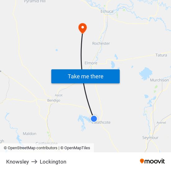 Knowsley to Lockington map