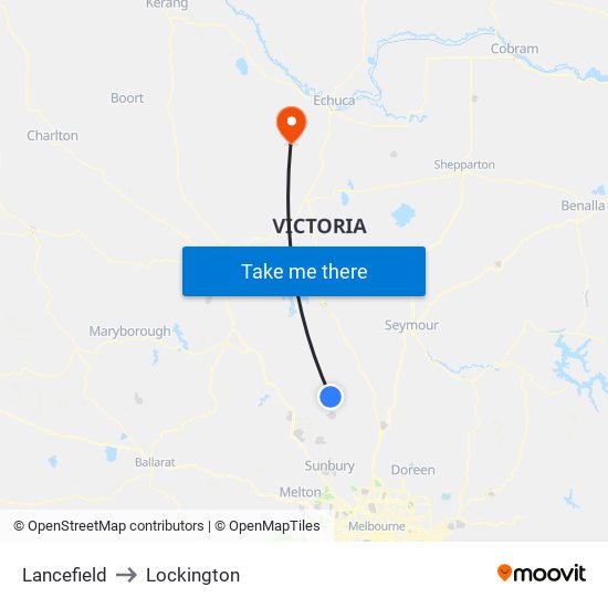 Lancefield to Lockington map