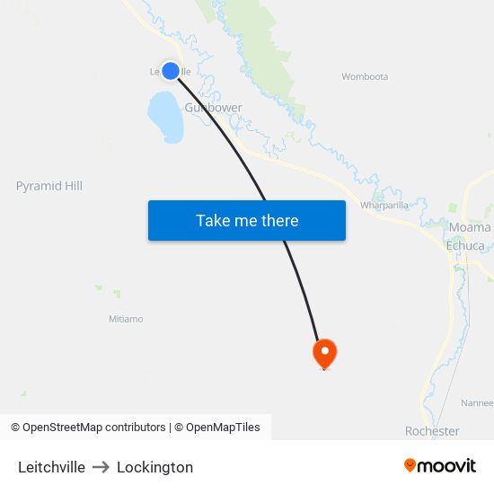 Leitchville to Lockington map