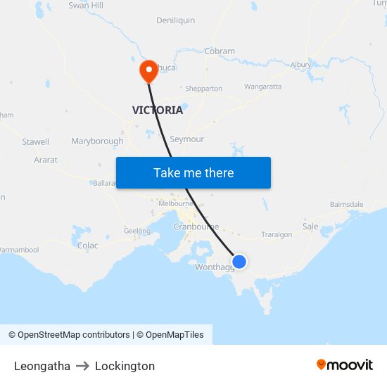 Leongatha to Lockington map