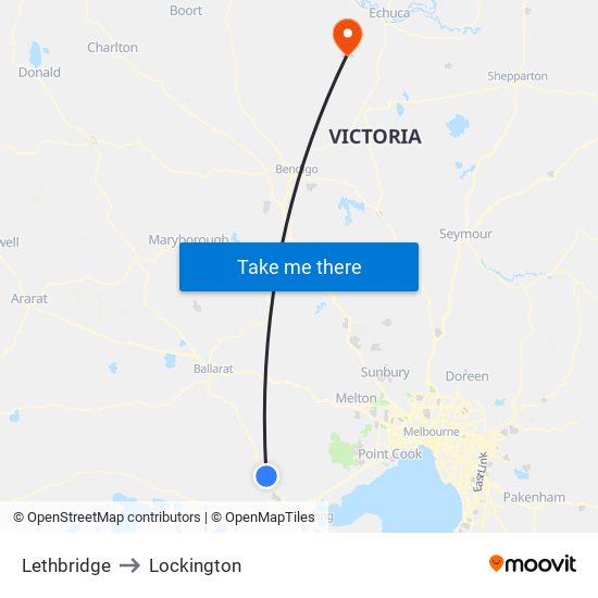 Lethbridge to Lockington map