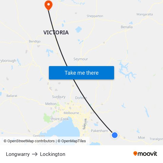 Longwarry to Lockington map