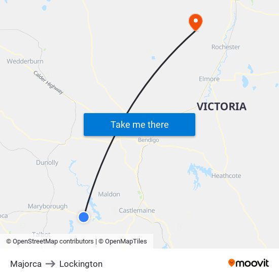 Majorca to Lockington map