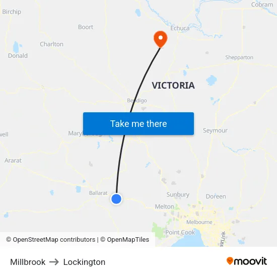 Millbrook to Lockington map