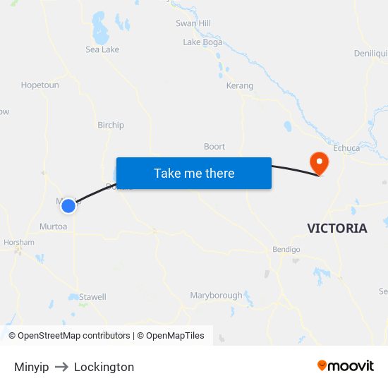 Minyip to Lockington map