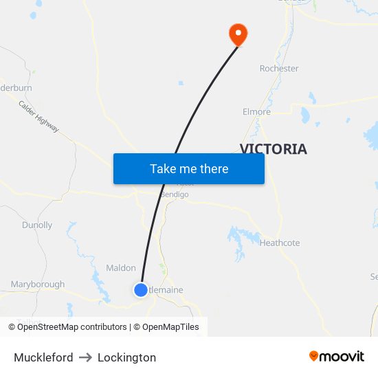 Muckleford to Lockington map