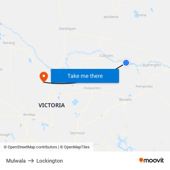 Mulwala to Lockington map