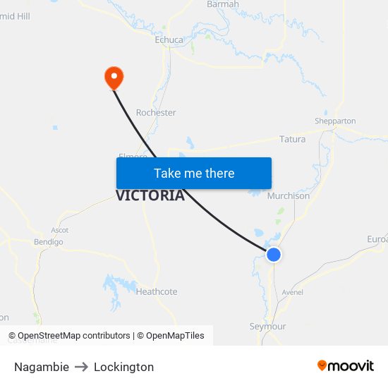 Nagambie to Lockington map