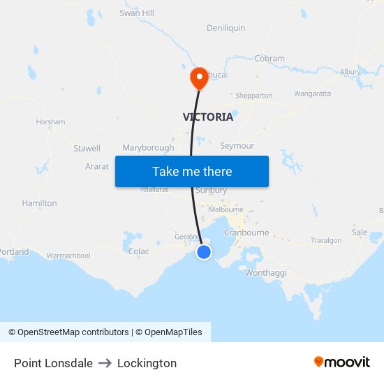 Point Lonsdale to Lockington map