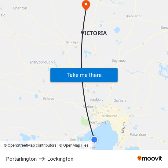 Portarlington to Lockington map