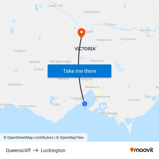 Queenscliff to Lockington map