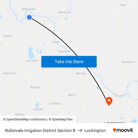 Robinvale Irrigation District Section B to Lockington map