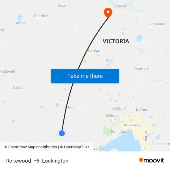 Rokewood to Lockington map