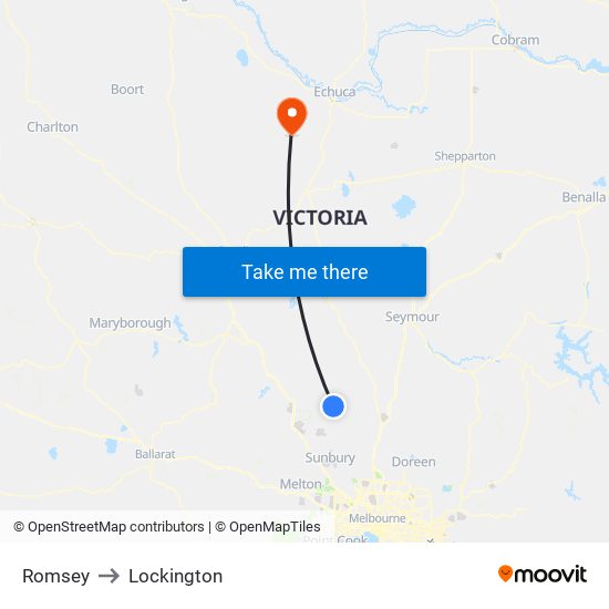 Romsey to Lockington map