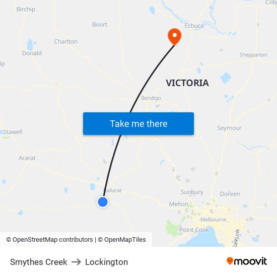 Smythes Creek to Lockington map