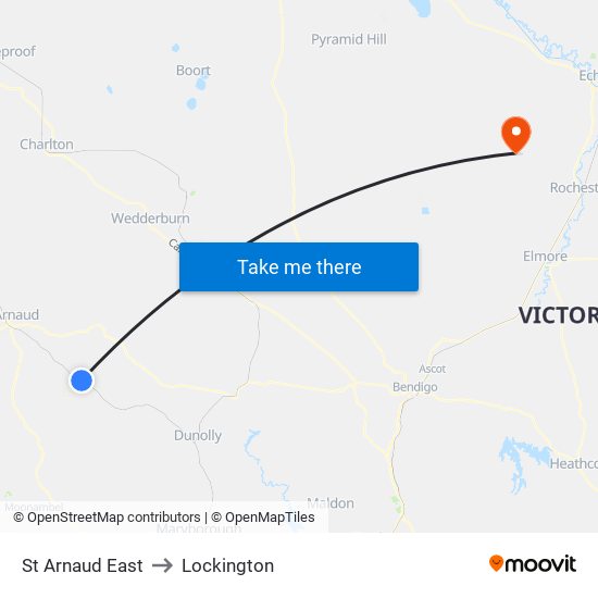 St Arnaud East to Lockington map