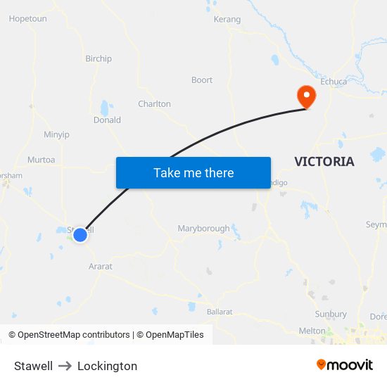 Stawell to Lockington map