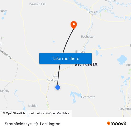 Strathfieldsaye to Lockington map