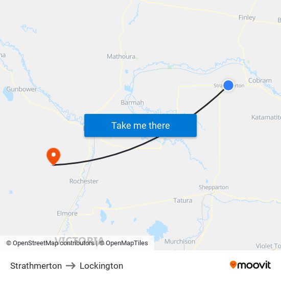 Strathmerton to Lockington map