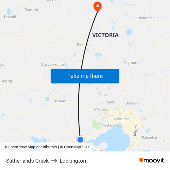 Sutherlands Creek to Lockington map