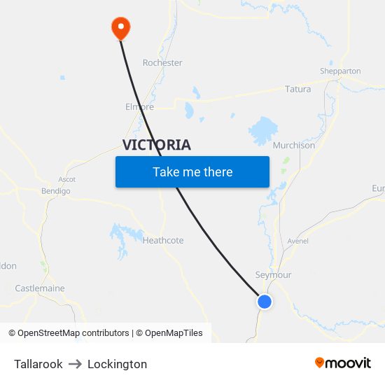 Tallarook to Lockington map