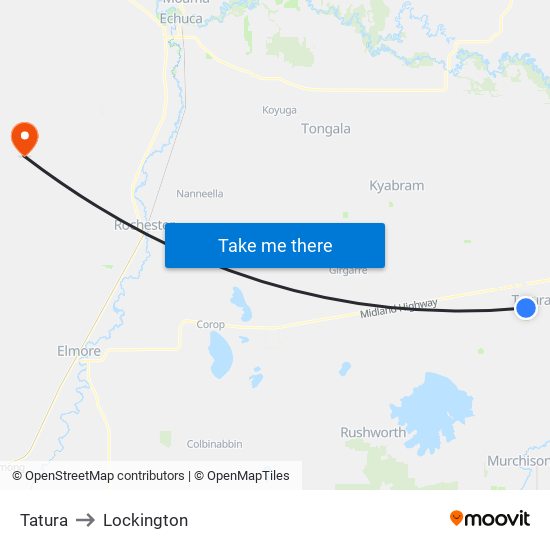 Tatura to Lockington map