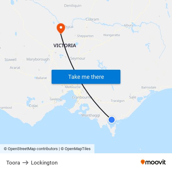 Toora to Lockington map